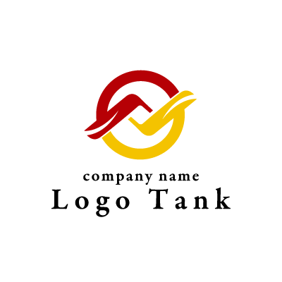 赤と黄色で対称的になっているロゴ ロゴタンク 企業 店舗ロゴ シンボルマーク格安作成販売