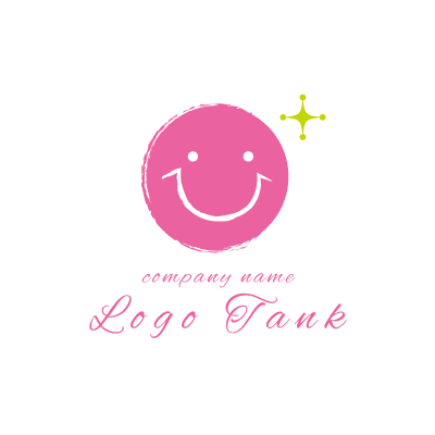 「び」をモチーフとしたスマイルのロゴ スマイル / ピンク / pink / 黄緑 / ロゴ / ロゴデザイン / ロゴ制作 /,ロゴタンク,ロゴ,ロゴマーク,作成,制作