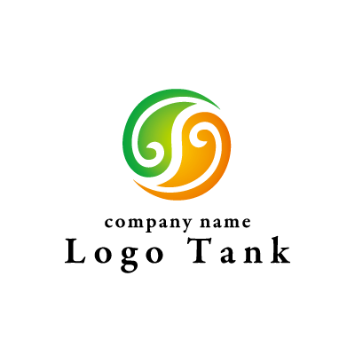 オレンジと緑のグラーデションのロゴ ロゴタンク 企業 店舗ロゴ シンボルマーク格安作成販売