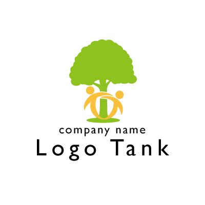 木の下で手をつなぐロゴ ロゴタンク 企業 店舗ロゴ シンボルマーク格安作成販売