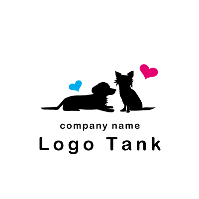 ラブラブな犬と猫のロゴ ロゴタンク 企業 店舗ロゴ シンボルマーク格安作成販売