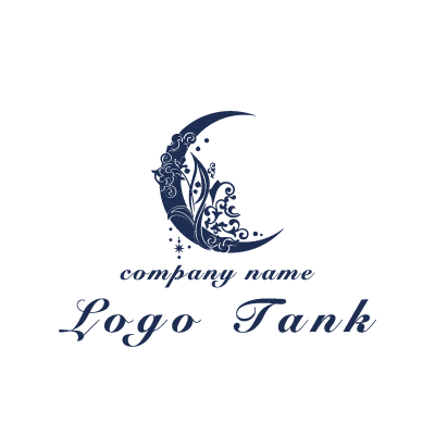 エレガントな青い月のロゴ ロゴタンク 企業 店舗ロゴ シンボルマーク格安作成販売