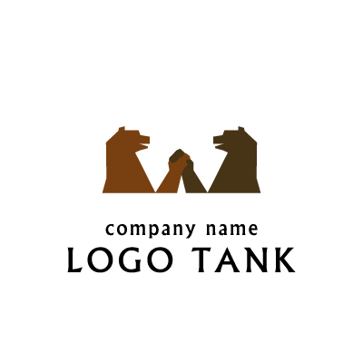 クマが手を掴みあっているロゴ ロゴタンク 企業 店舗ロゴ シンボルマーク格安作成販売
