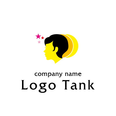 ショートヘアーの女性の横顔のロゴ ロゴタンク 企業 店舗ロゴ シンボルマーク格安作成販売