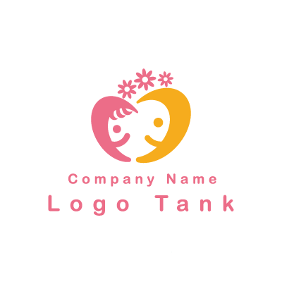 赤ちゃんと母親のハートロゴ ロゴタンク 企業 店舗ロゴ シンボルマーク格安作成販売