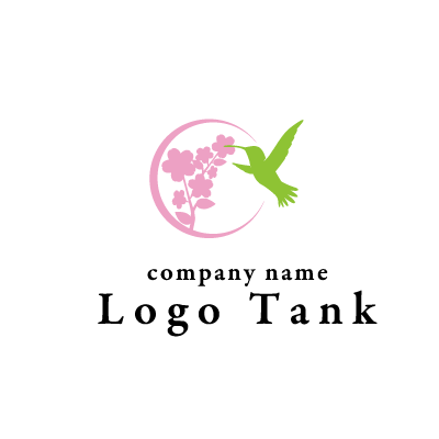 桜とハチドリのロゴ ロゴタンク 企業 店舗ロゴ シンボルマーク格安作成販売