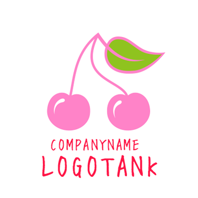 かわいいピンクのさくらんぼロゴ ロゴタンク 企業 店舗ロゴ