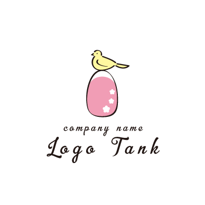 手描き風の小鳥とネイルのロゴ ロゴタンク 企業 店舗ロゴ シンボルマーク格安作成販売
