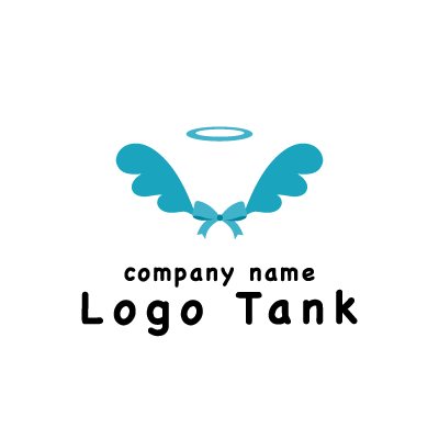 青緑の翼と天使の輪のイラストのロゴ ロゴタンク 企業 店舗ロゴ シンボルマーク格安作成販売