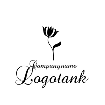 一輪の花のシルエットロゴ ロゴタンク 企業 店舗ロゴ シンボルマーク格安作成販売