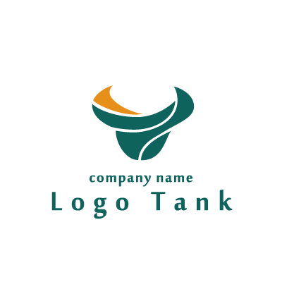 オレンジとグリーンのロゴ ロゴタンク 企業 店舗ロゴ シンボルマーク格安作成販売