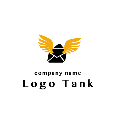 翼の生えたメールのロゴ ロゴタンク 企業 店舗ロゴ シンボルマーク格安作成販売