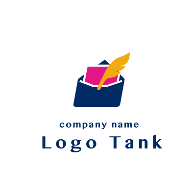 手紙と羽根のロゴ ロゴタンク 企業 店舗ロゴ シンボルマーク格安作成販売
