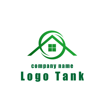 屋根のイラストと曲線のロゴ ロゴタンク 企業 店舗ロゴ シンボルマーク格安作成販売