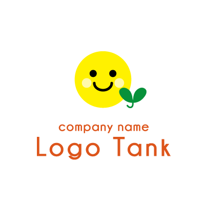 スマイルマークと双葉のロゴマーク ロゴタンク 企業 店舗ロゴ シンボルマーク格安作成販売