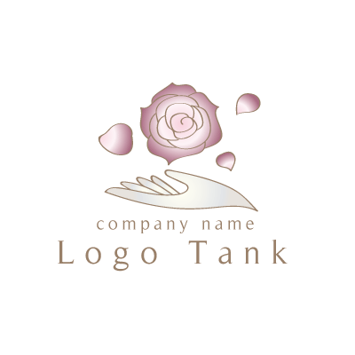 手と薔薇モチーフのロゴ 薔薇 / バラ / ローズ / 花 / フラワー / 手 / hand /,ロゴタンク,ロゴ,ロゴマーク,作成,制作