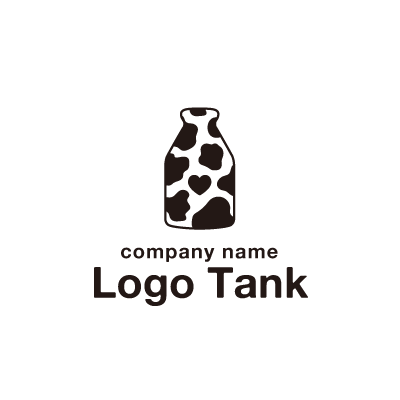 牛乳瓶とホルスタイン柄のロゴ