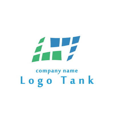 黄緑色の四角形と水色の四角形を組み合わせたロゴ ロゴタンク 企業 店舗ロゴ シンボルマーク格安作成販売
