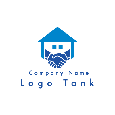 家と握手のロゴ ロゴタンク 企業 店舗ロゴ シンボルマーク格安作成販売