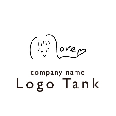 女の子とloveを組み合わせた線画のロゴマーク ロゴタンク 企業 店舗ロゴ シンボルマーク格安作成販売