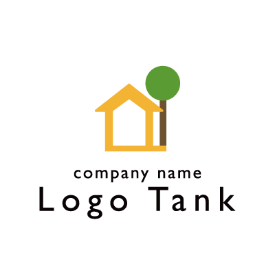 家と木のシンプルなロゴ ロゴタンク 企業 店舗ロゴ シンボルマーク格安作成販売