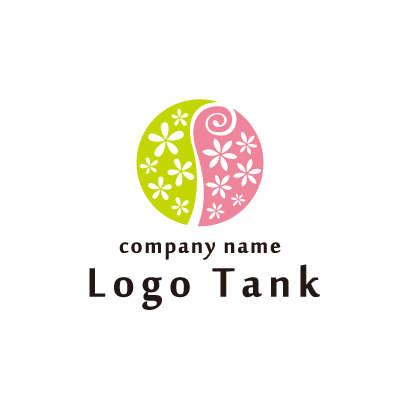 2種類の花の丸型ロゴ ロゴタンク 企業 店舗ロゴ シンボルマーク格安作成販売