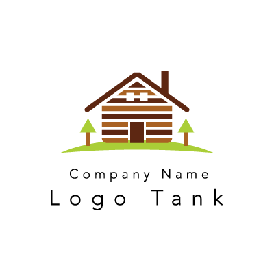 ログハウスのロゴ 自然 / シンプル / ポップ / 建築 / 宿泊 / 家 / 木 /,ロゴタンク,ロゴ,ロゴマーク,作成,制作