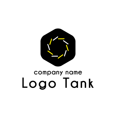六角形と黄色と白の線のロゴ ロゴタンク 企業 店舗ロゴ シンボルマーク格安作成販売