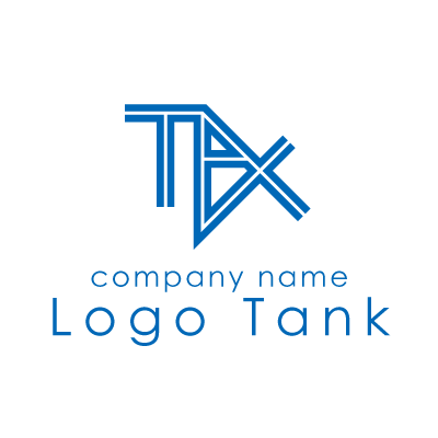 TAXと4のロゴ アルファベット / 数字 / 税理士 / 4 / 線 / ライン / ブルー / 青 / シンプル / スタイリッシュ / ロゴ / ロゴデザイン / ロゴ制作 /,ロゴタンク,ロゴ,ロゴマーク,作成,制作