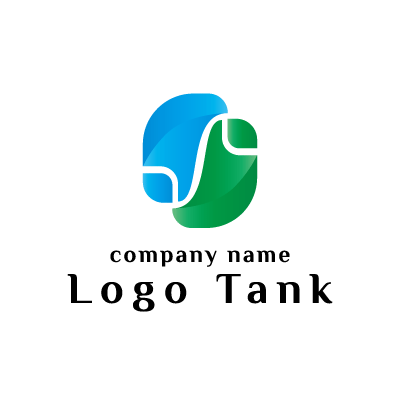 青と緑の点対称のロゴ ロゴタンク 企業 店舗ロゴ シンボルマーク格安作成販売