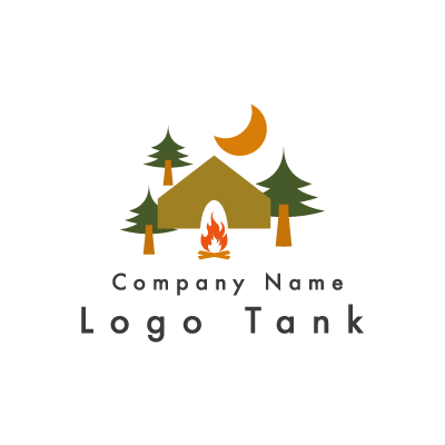 森の中でキャンプのロゴ ロゴタンク 企業 店舗ロゴ シンボルマーク格安作成販売