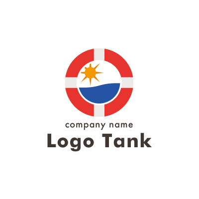 海・太陽と救命浮環のロゴ 太陽 / 海 /,ロゴタンク,ロゴ,ロゴマーク,作成,制作
