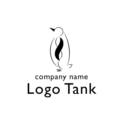 シンプルなペンギンのロゴ ペンギン / シンプル / 線画 / 白黒 / モノクロ / スマート / ロゴ / ロゴデザイン / ロゴマーク /,ロゴタンク,ロゴ,ロゴマーク,作成,制作