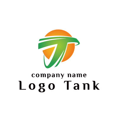 オレンジな丸と力強いなtのロゴ ロゴタンク 企業 店舗ロゴ シンボルマーク格安作成販売