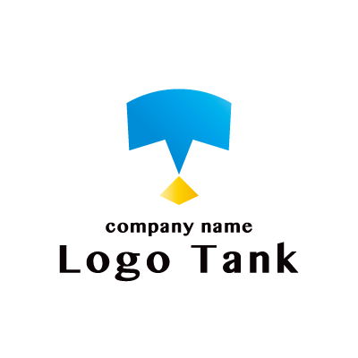 水色のアルファベットのｔを模し先端から黄色の形のものが垂れているロゴ ロゴタンク 企業 店舗ロゴ シンボルマーク格安作成販売