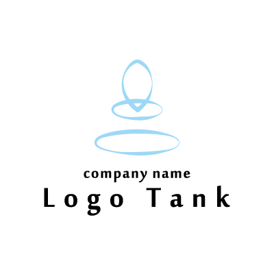 シンプルな水色のリングのロゴ