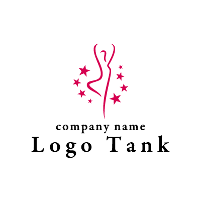 踊る女性のイラストのロゴ ロゴタンク 企業 店舗ロゴ シンボルマーク格安作成販売