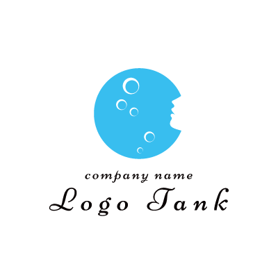 水の中の泡と人の横顔をモチーフにしたロゴ ロゴタンク 企業 店舗ロゴ シンボルマーク格安作成販売