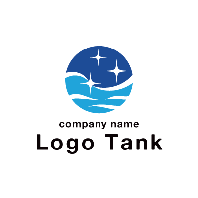 キラキラ輝く夜の海のロゴ ロゴタンク 企業 店舗ロゴ シンボルマーク格安作成販売