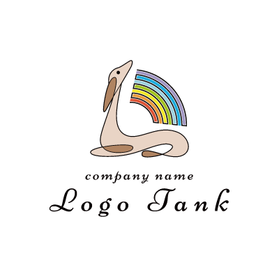 虹とベージュの生物のロゴ