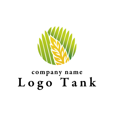緑のグラデーションと黄金色の植物のロゴ ロゴタンク 企業 店舗ロゴ シンボルマーク格安作成販売