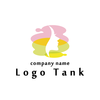 淡い色の背景に女性の横顔のロゴ ロゴタンク 企業 店舗ロゴ シンボルマーク格安作成販売