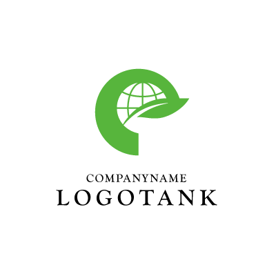アルファベット E 葉っぱと地球のエコイメージのロゴ ロゴタンク 企業 店舗ロゴ シンボルマーク格安作成販売