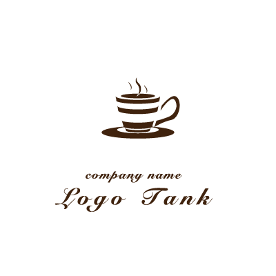 ボーダー柄のコーヒーカップのおしゃれなロゴ ロゴタンク 企業 店舗ロゴ シンボルマーク格安作成販売