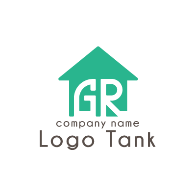 家とアルファベットのロゴ 家 / 屋根 / 矢印 / グリーン / アルファベット /,ロゴタンク,ロゴ,ロゴマーク,作成,制作