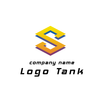 Sのロゴ S / 黄 / 青 / 紫 / オレンジ / 影 / アルファベット /,ロゴタンク,ロゴ,ロゴマーク,作成,制作