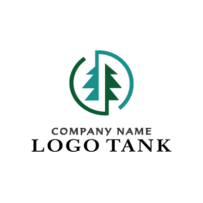 青緑と深緑の木のイラストのロゴ ロゴタンク 企業 店舗ロゴ シンボルマーク格安作成販売
