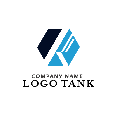 紺と水色のロゴ ロゴタンク 企業 店舗ロゴ シンボルマーク格安作成販売