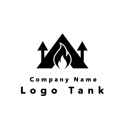 キャンプと火連想させるロゴ