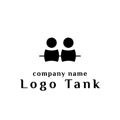 2人並んだシルエットのロゴ ロゴタンク 企業 店舗ロゴ シンボルマーク格安作成販売